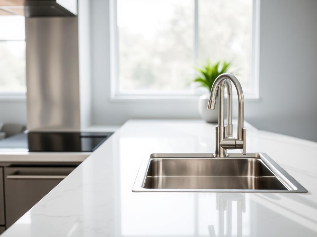 Spotless kitchen countertop and sink after a professional cleaning service